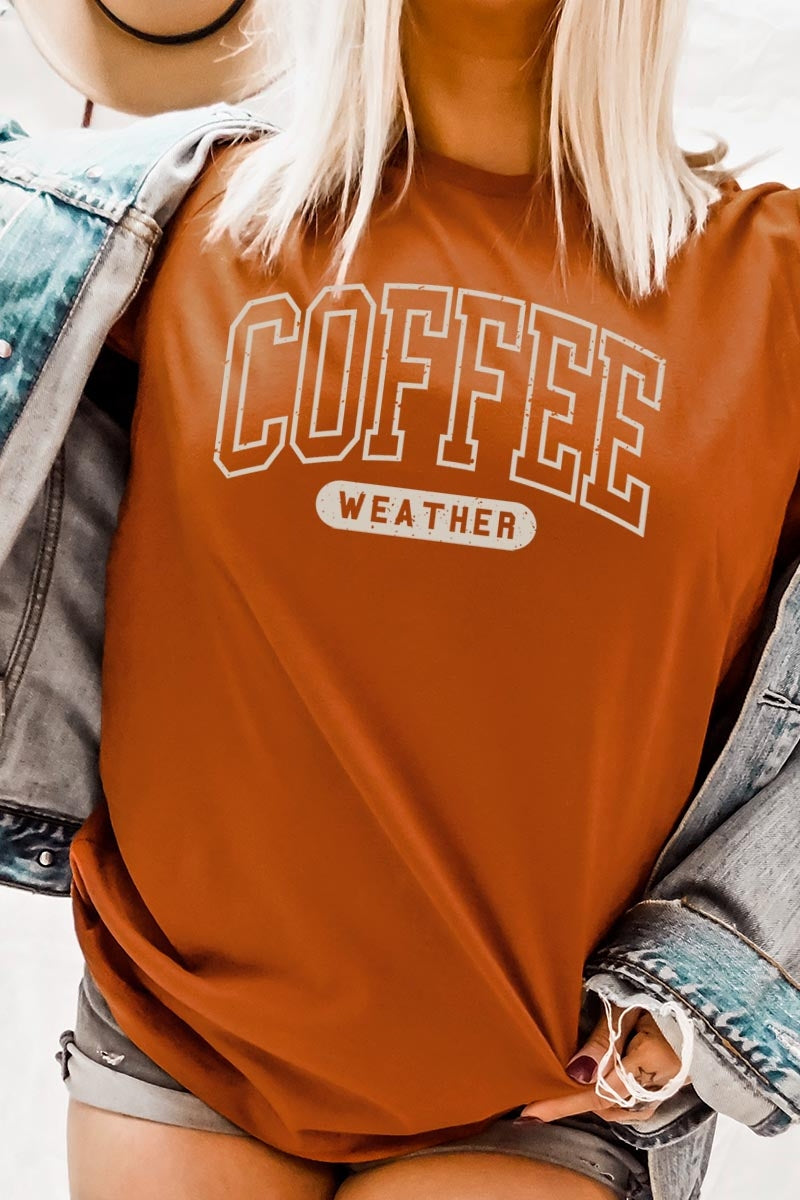 US3001P-E3207 Coffee Weather Graphic Plus Tee $16