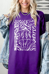 5000P-E3177 Skeleton Hands Zebra Graphic Plus Heavy Cotton Tee $12.75