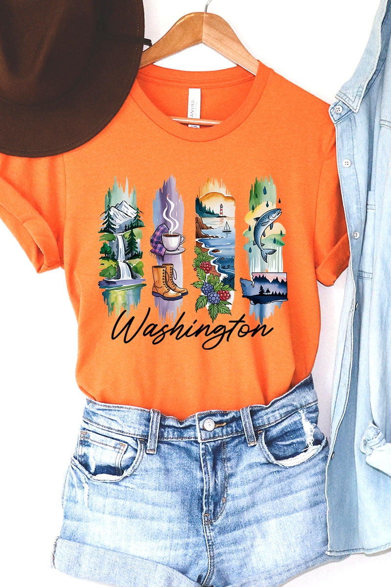 US3001P-E3061WA Washington State Brushstroke Graphic Plus Tee $16