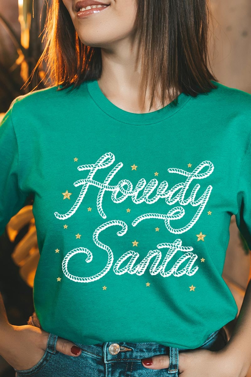 US3001P-E3199 Howdy Santa Graphic Plus Tee $16