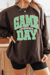 UL180-E3128 Green Gingham Game Day Graphic Sweatshirt $20