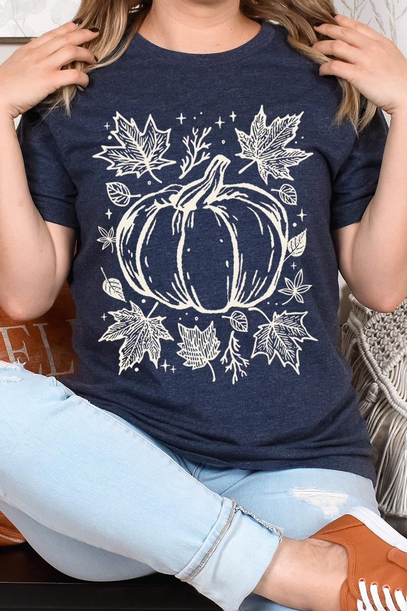 US3001-E3162 Fall Pumpkin Graphic Tee $12.5