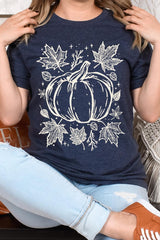US3001-E3162 Fall Pumpkin Graphic Tee $12.5