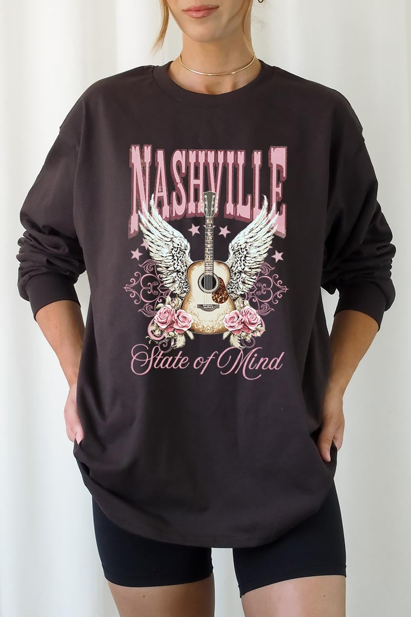 UL240-E3157 Nashville Rose Graphic Long Sleeve Tee $13.75