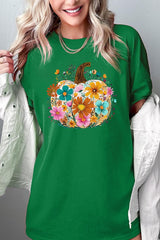 5000P-E3118 Floral Pumpkin Graphic Plus Heavy Cotton Tee $12.75