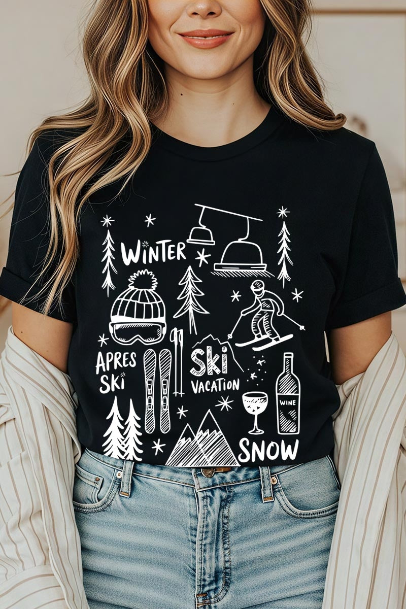 US3001P-E3188 Ski Doodle Graphic Plus Tee $16