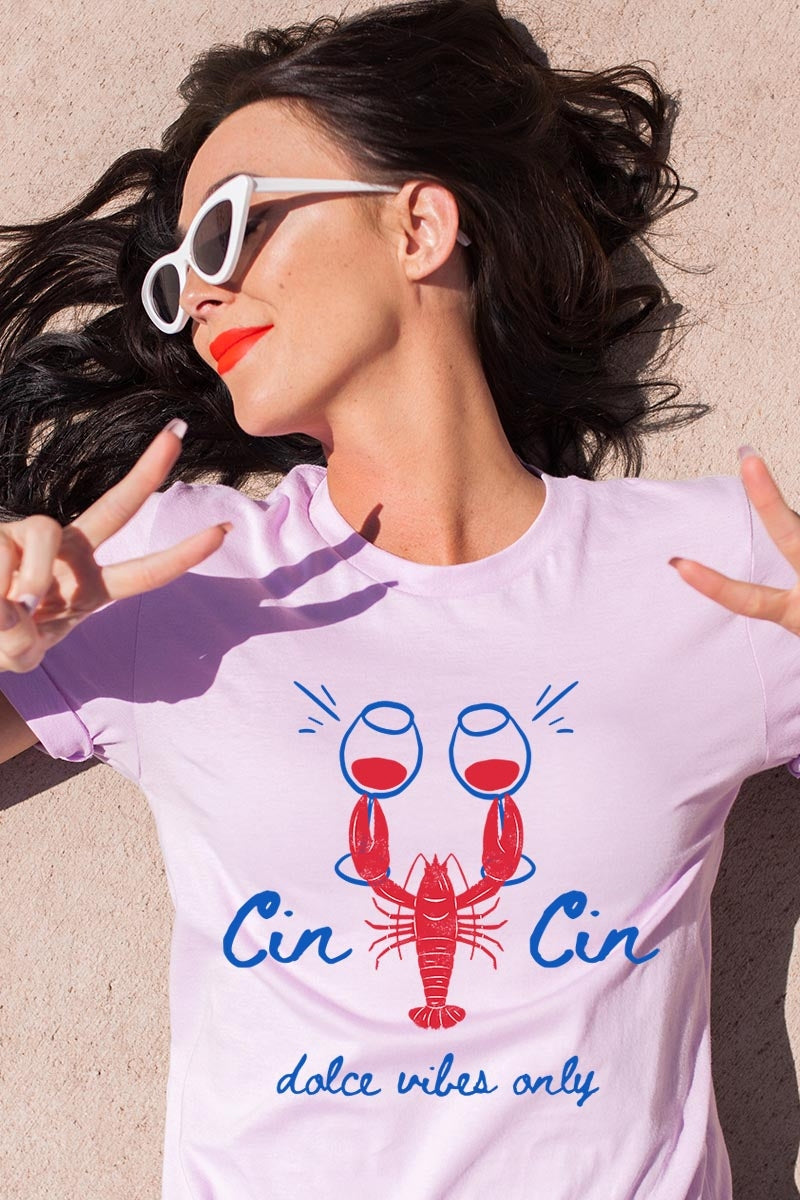 US3001P-E3069 Cin Cin Lobster Celebration Graphic Plus Tee $16