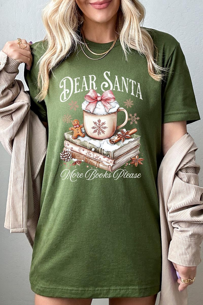 US3001-E3205 Dear Santa Books Graphic Tee $12.5