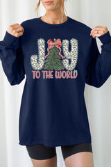 UL240-E3213 Joy to the World Graphic Long Sleeve Tee $13.75