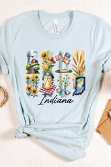 US3001-E3061IN Indiana State Brushstroke Graphic Tee $12.5