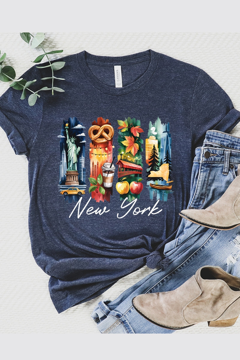 US3001-E3061NY New York State Brushstroke Graphic Tee $12.5
