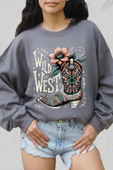 UL180-E3100 Wild West Cowgirl Boot Graphic Sweatshirt $20