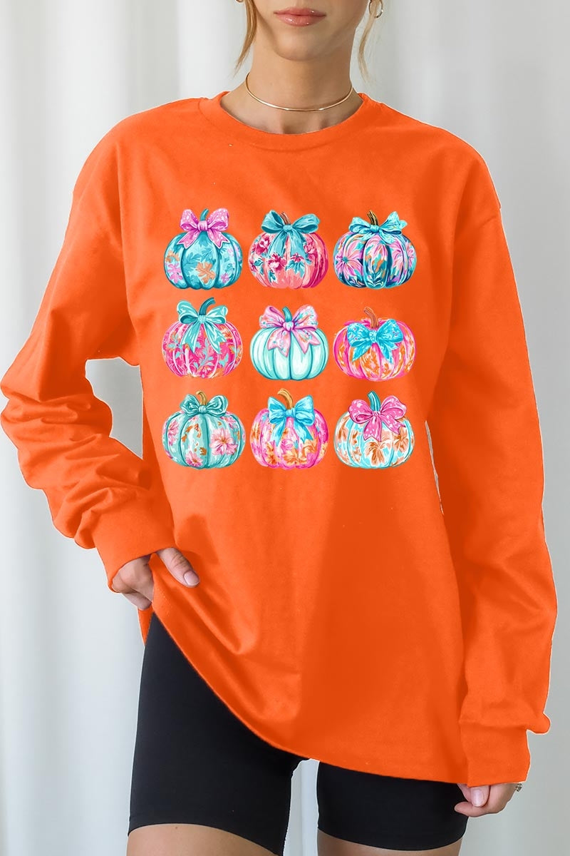 UL240-E3137 Coquette Pumpkin Graphic Long Sleeve Tee $13.75