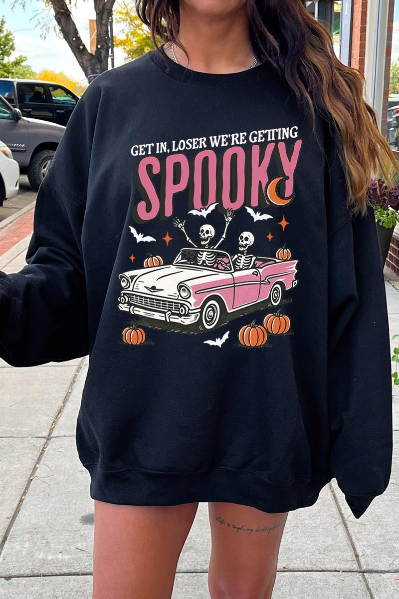 UL180P-E3142 Spooky Skeleton Graphic Plus Sweatshirt $25