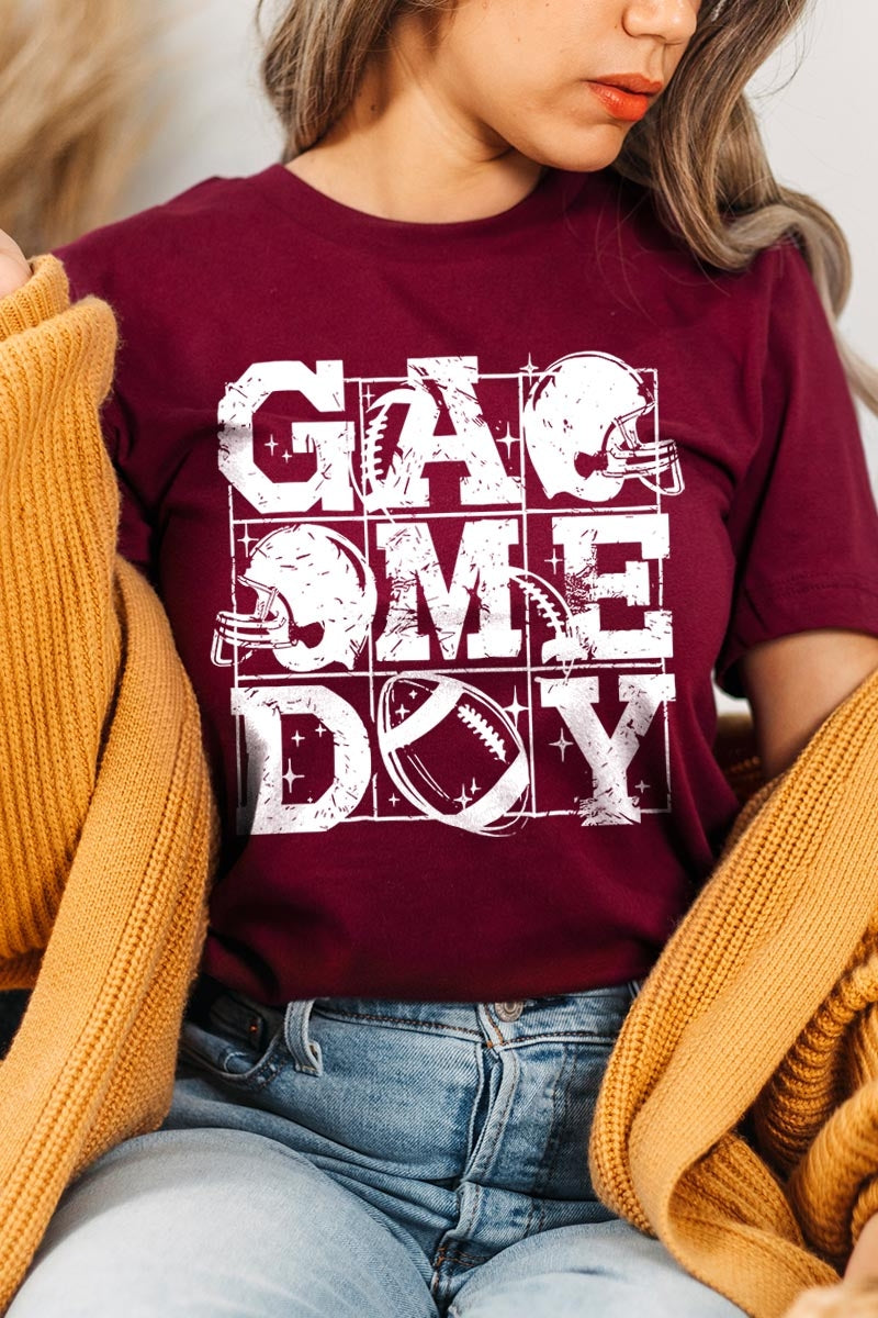 US3001P-E3073 Distressed Game Day Graphic Plus Tee $16