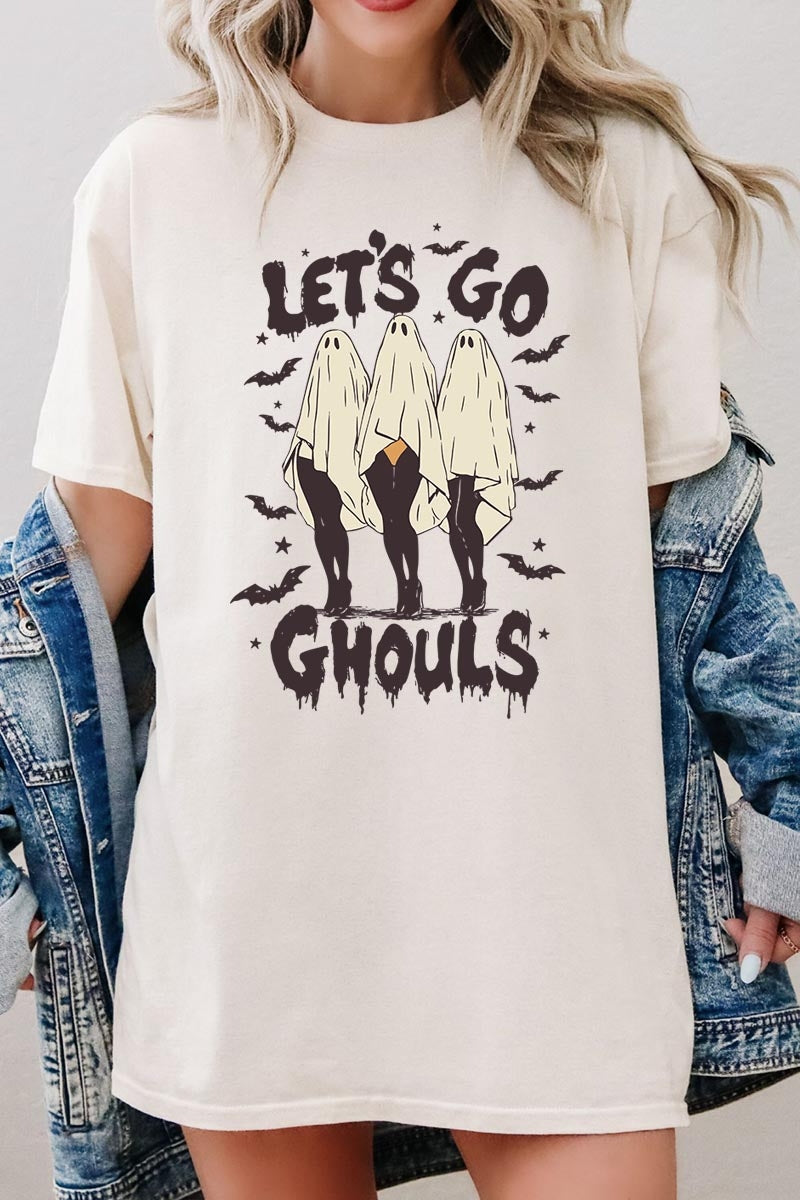 5000P-E3160 Letu2019s Go Ghouls Ghost Graphic Plus Heavy Cotton Tee $12.75