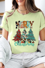 US3001P-E3200 Merry Christmas Trees Graphic Plus Tee $16