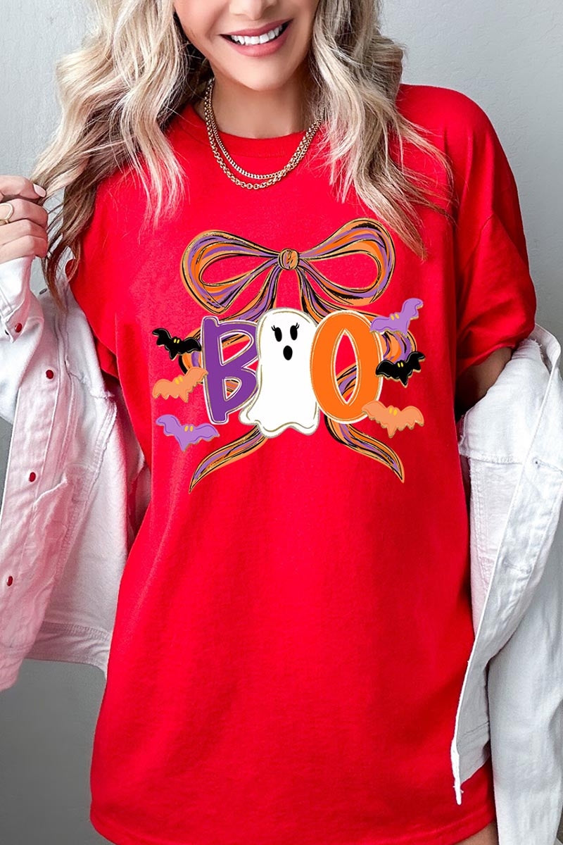5000P-E3120 Boo Brushstroke Bow Graphic Plus Heavy Cotton Tee $12.75