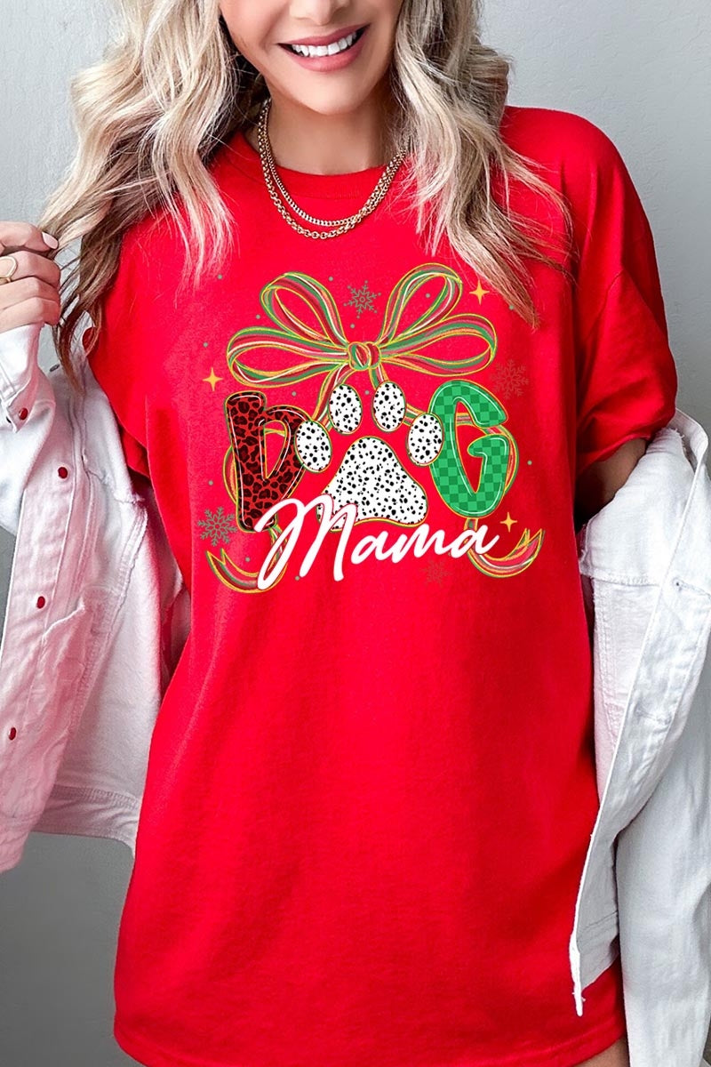 5000P-E3194 Dog Mama Christmas Paw Graphic Plus Heavy Cotton Tee $12.75