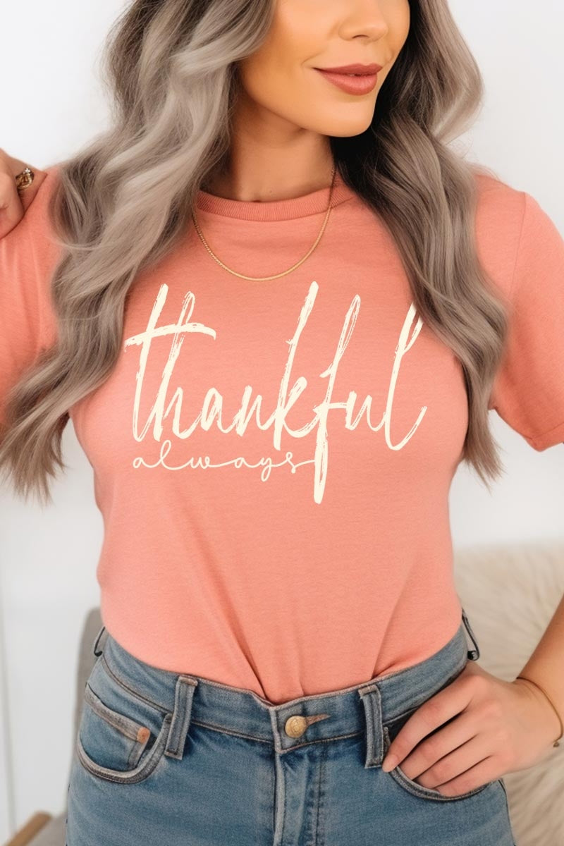 US3001P-E3170 Thankful Graphic Plus Tee $16