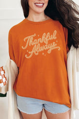 5000-E3168 Thankful Always Graphic Heavy Cotton Tee $9