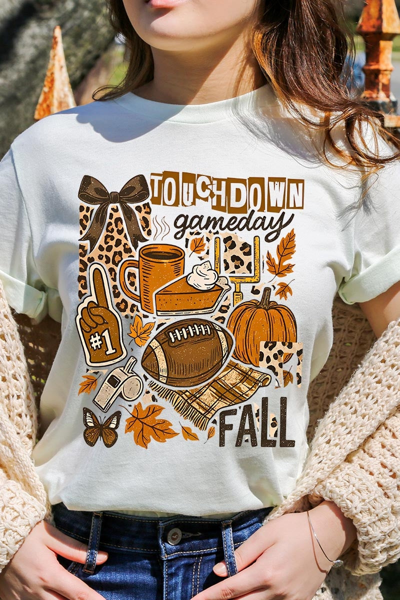 US3001P-E3134 Fall Football Collage Graphic Plus Tee $16