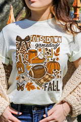 US3001-E3134 Fall Football Collage Graphic Tee $12.5