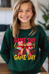 UL180B-E3091Z Red Yellow Football Game Day Bow Kids Sweatshirt $20