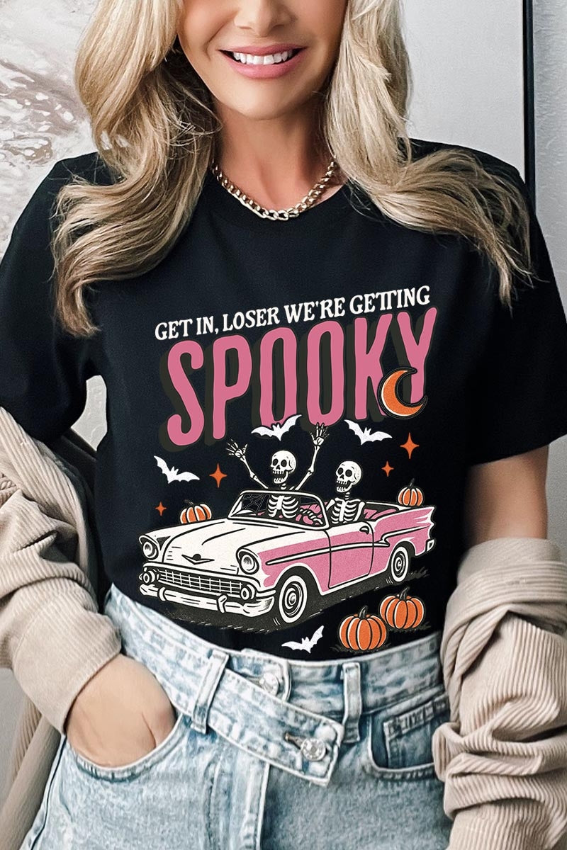 US3001P-E3142 Spooky Skeleton Graphic Plus Tee $16