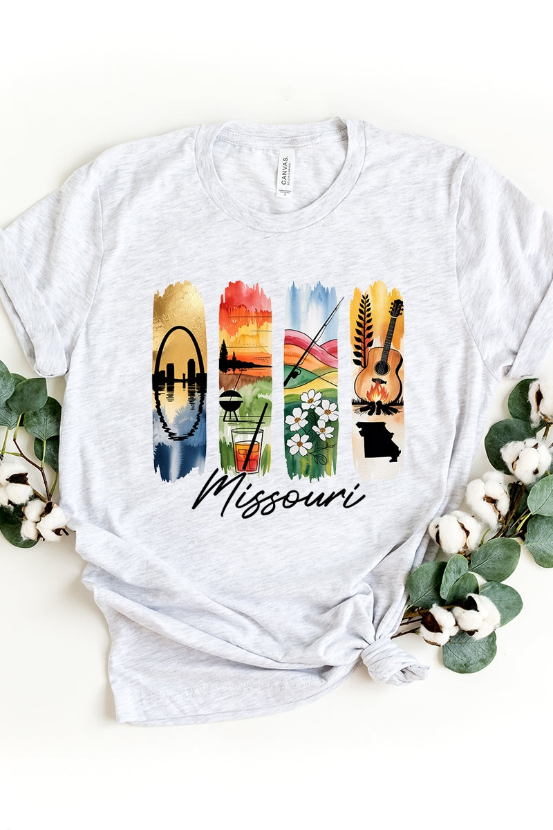 US3001P-E3061MO Missouri State Brushstroke Graphic Plus Tee $16