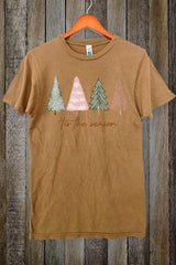 LS002-E3218 Rustic Christmas Trees Graphic Vintage Tee $15.5