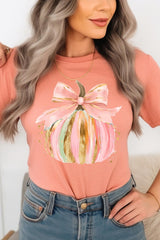 US3001P-E3083 Brushstroke Pumpkin Graphic Plus Tee $16