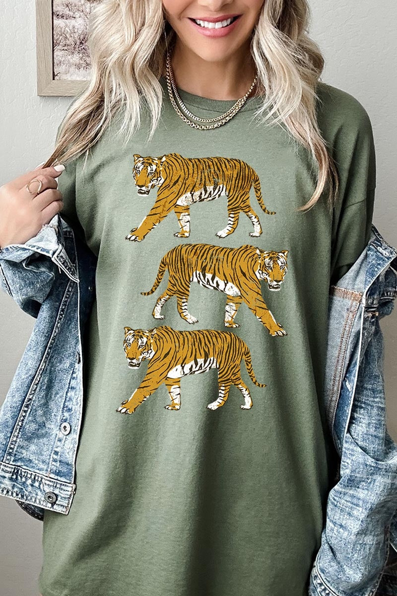 5000P-E3104 Retro Tigers Graphic Plus Heavy Cotton Tee $12.75