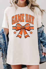 5000P-E3064 Orange Football Bow Graphic Plus Heavy Cotton Tee $12.75
