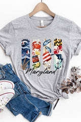US3001-E3061MD Maryland State Brushstroke Graphic Tee $12.5
