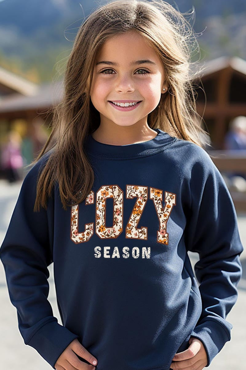 UL180B-E3082Z Cozy Season Kids Graphic Sweatshirt $20
