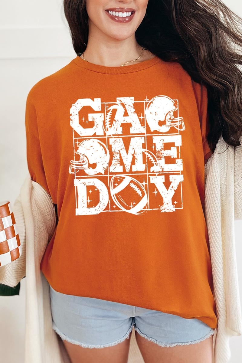 5000-E3073 Distressed Game Day Graphic Heavy Cotton Tee $9