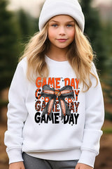 UL180B-E3088Z Orange Black Football Game Day Bow Kids Sweatshirt $20