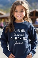UL180B-E3158Z Autumn Leaves Pumpkins Kids Graphic Sweatshirt $20