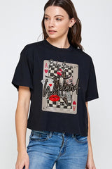 CTS-E3099 Retro Wildcard Graphic Relaxed Crop Top $11