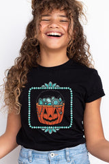US3001Y-E3140Z Halloween turquoise pumpkin Kids Graphic Tee $11