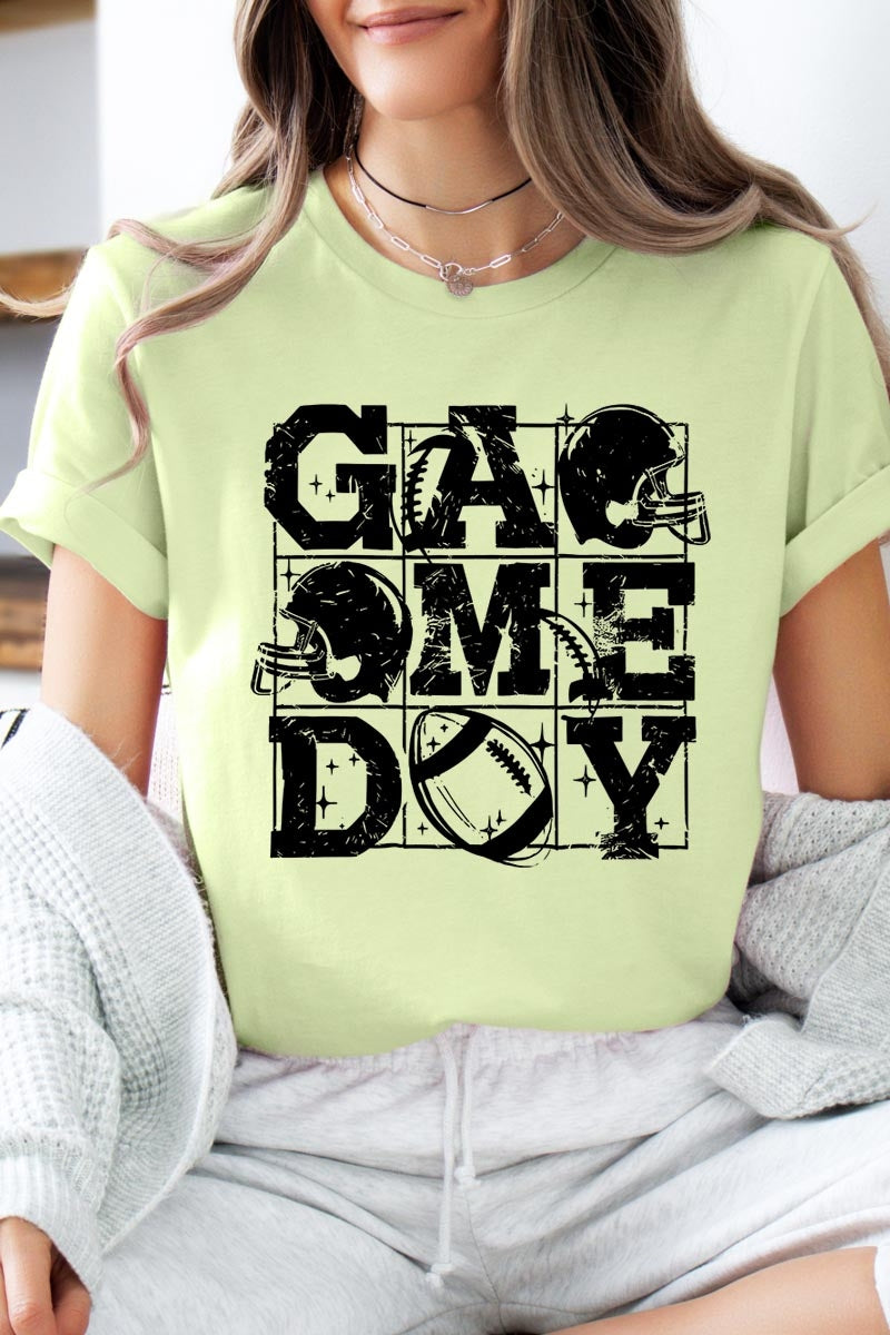 US3001-E3073 Distressed Game Day Graphic Tee $12.5