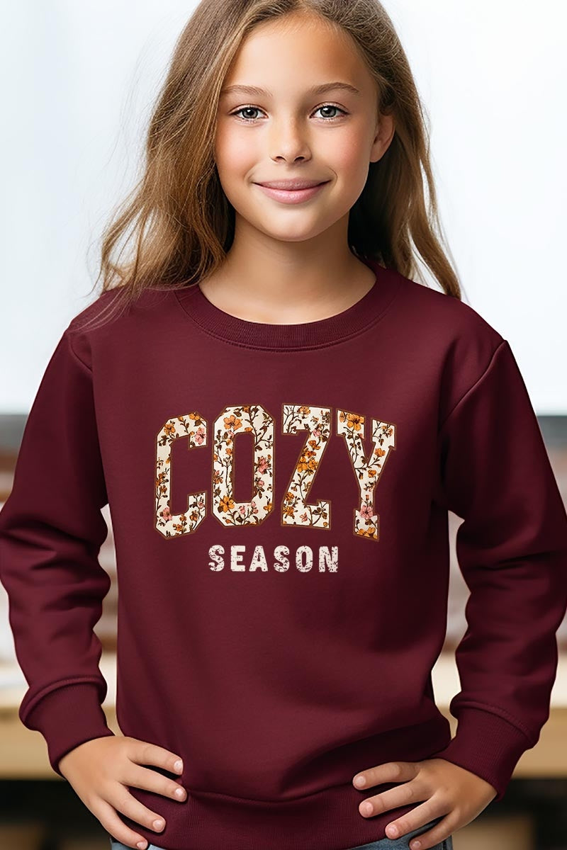 UL180B-E3082Z Cozy Season Kids Graphic Sweatshirt $20