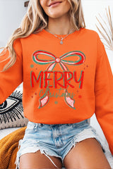 UL180-E3197 Merry Christmas Bow Graphic Sweatshirt $20