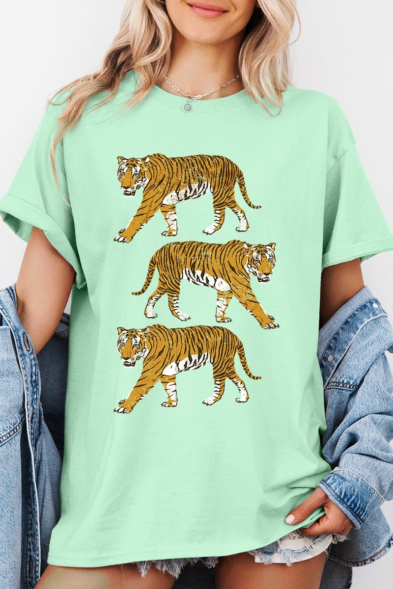 5000-E3104 Retro Tigers Graphic Heavy Cotton Tee $9