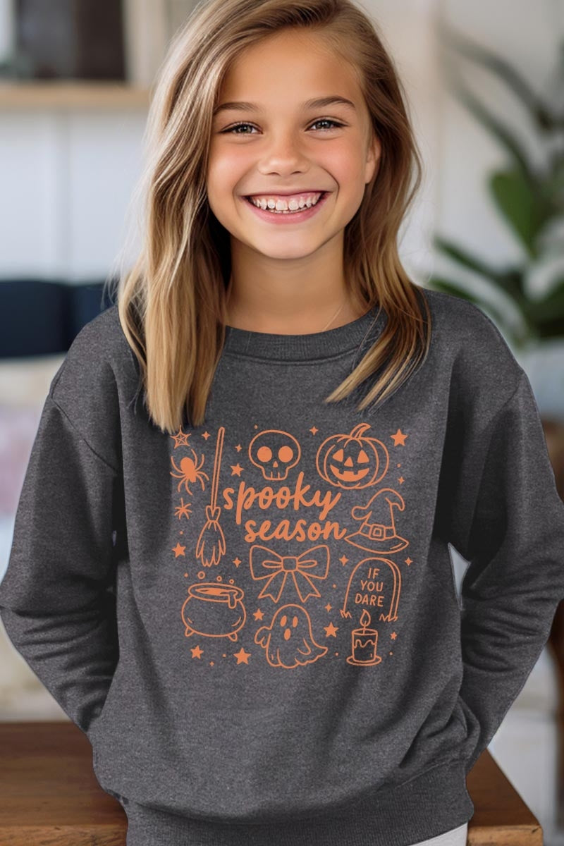 UL180B-E3141Z Halloween Doodle Kids Graphic Sweatshirt $20