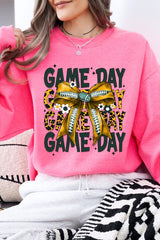 UL180P-E3090 Yellow Football Game Day Bow Plus Sweatshirt $25