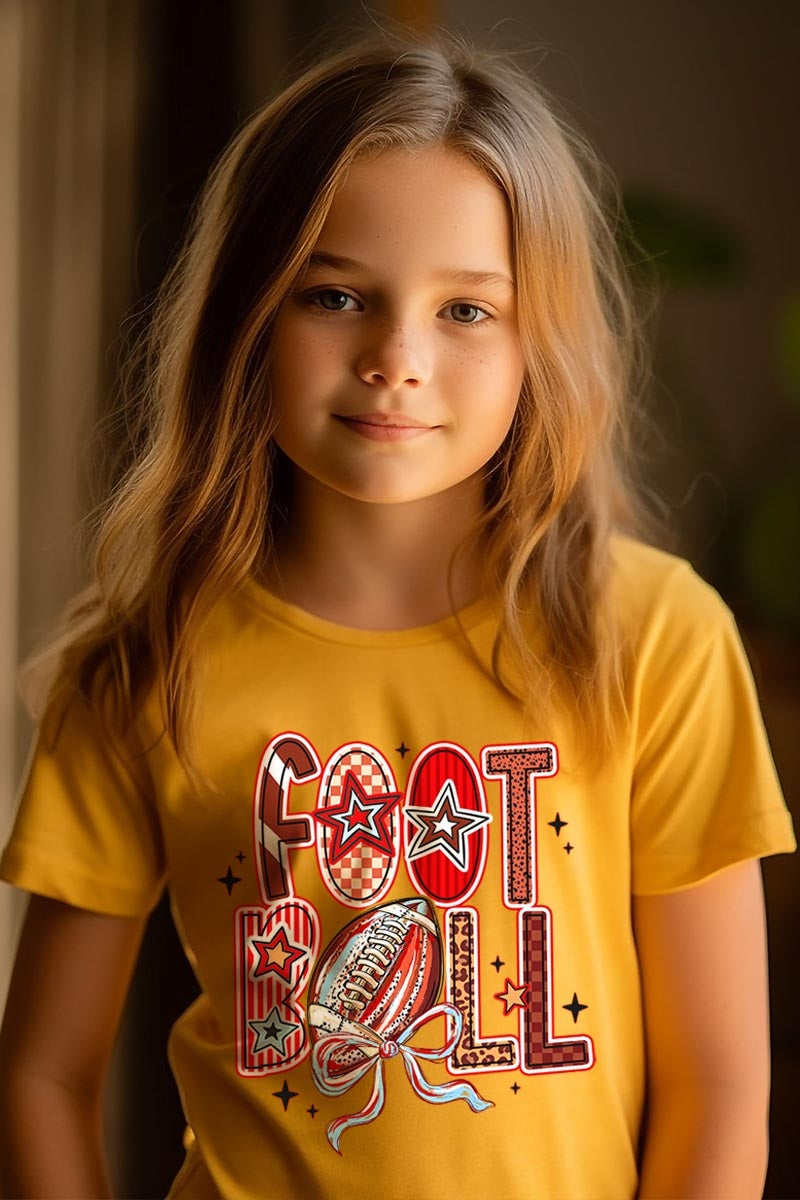 US3001Y-E3053Z Brushstroke Football Kids Graphic Tee $11