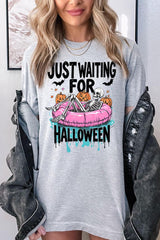 US3001-E3138 Just Waiting For Halloween Graphic Tee $12.5
