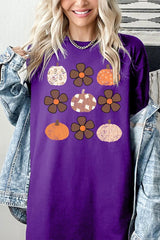 5000-E3117 Pumpkins & Flowers Fall Graphic Heavy Cotton Tee $9